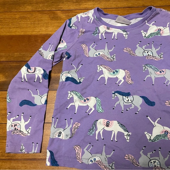 Hanna Andersson Purple Cotton Horse Long Sleeve Tee Shirt Size 6-7 or 120 cm - Picture 3 of 6